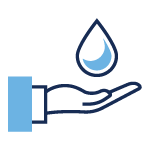Icon open hand with water drop falling into it