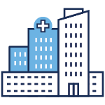 Icon buildings one with medical symbol