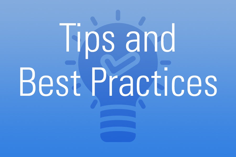 Tips and Best Practices icon. A lightbulb with a check in the middle of it.
