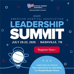 2025 American Hospital Association Leadership Summit. June 20-22, 2025, Nashville, Tennessee. Register Now. Learn how to receive free registration by attending the Hosted Buyer Forum.
