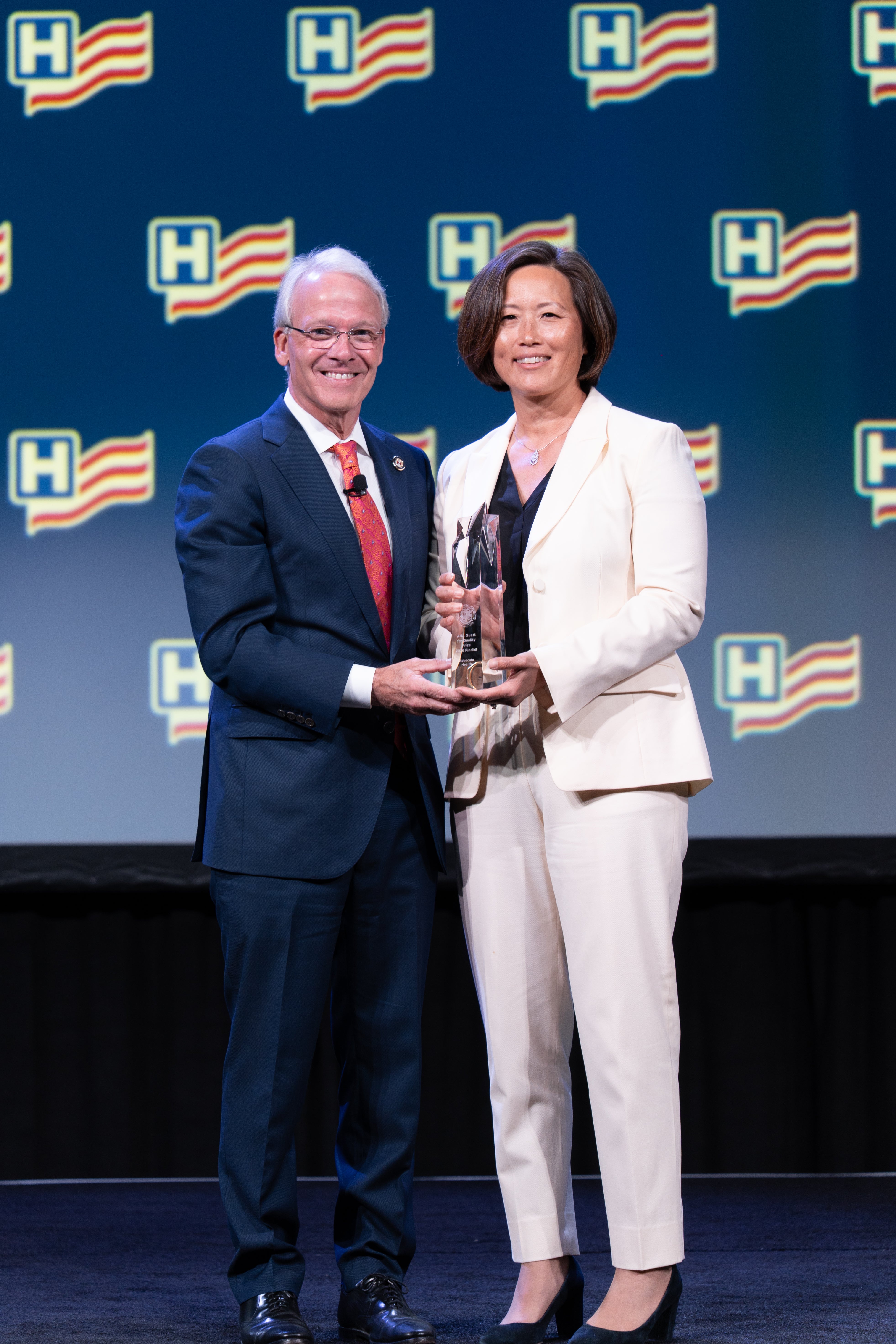 Advocate Health accepting 2026 Quest for Quality Prize Finalist Award at the 2026 AHA Leadership Summit in Denver.