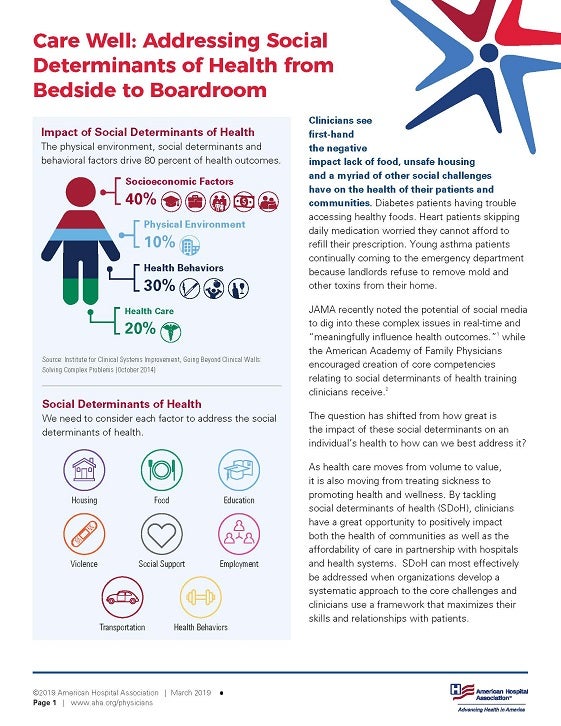 Care Well: Addressing Social Determinants of Health from Bedside to Boardroom page 1